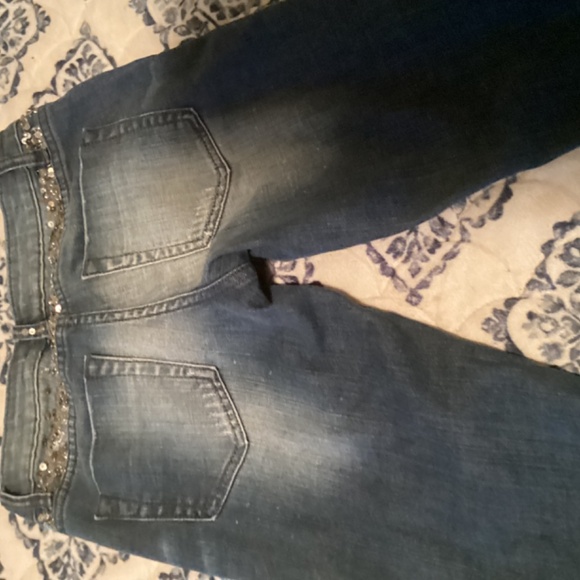 Bebe Embellished/Stressed Blue Jeans - Picture 8 of 8